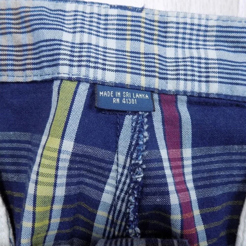 Polo Ralph Lauren Tyler Short Mens 35 Blue Plaid Cotton Casual Madras Shorts